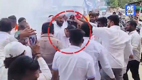 Sambhaji Brigade's state president Pravin Gaikwad attacked with ink by Shivdharma Foundation members in Akalkot during a scheduled felicitation ceremony.