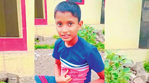 "Crime scene in Madha where body of kidnapped child was recovered after five days; murder weapons seized by police."
