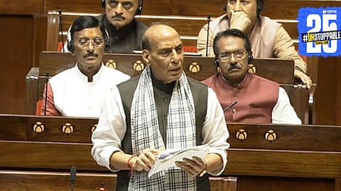 Union Minister Rajnath Singh addresses Rajya Sabha, stating India’s readiness to assist Pakistan in controlling terrorism—a significant geopolitical statement.