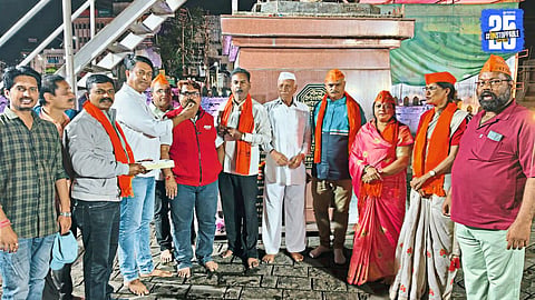 “Satara Maratha community celebrating victory with dhol-tasha, gulal and fireworks.”
