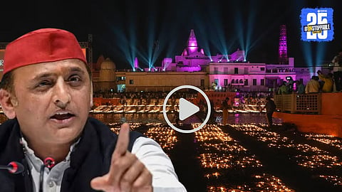 Samajwadi Party chief Akhilesh Yadav addressing the media