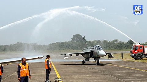 The indigenous Tejas fighter jet unveiled at HAL Ozar, showcasing India’s strides in defense self-reliance.