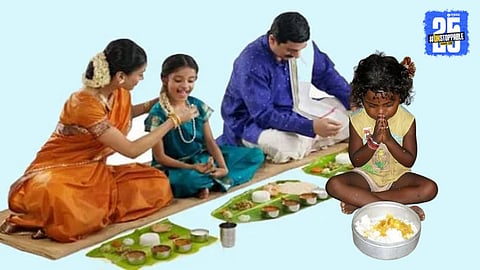 traditional Indian family sitting cross-legged on the floor in Sukhasana pose, health benefits like improved digestion and posture.