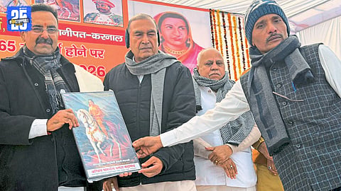 Haryana Assembly Speaker Harvinder Kalyan during the tribute ceremony at Panipat.