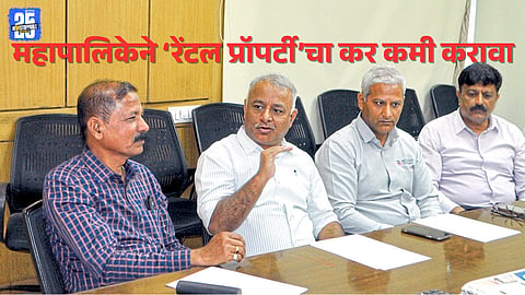 CREDAI Kolhapur officials interacting with Sakal representatives during Sakal-Samvad on real estate and city development issues.