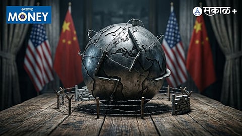 A globe divided by brick walls symbolizing the end of globalization.