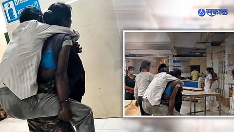 Akola Woman Carries Husband Seeking Hospital Treatment