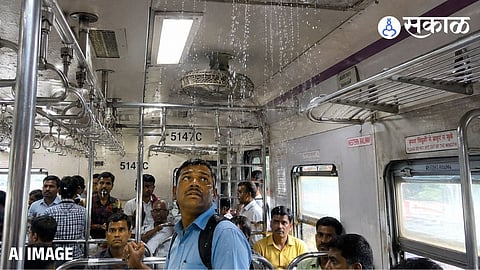 Water leaking from Mumbai Local Train roof