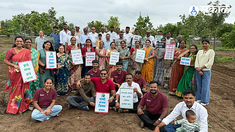 Dignitaries and alumni perform tree plantation at Belhe under the Belheshwar Ashirwad Vruksha Abhiyan.