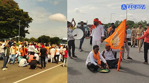 Maratha Reservation Agitation Manwat NH 61 Blocked as Protesters Burn Tyres Police Reach Spot to Restore Traffic Movement