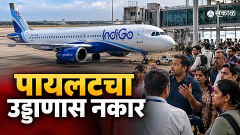 Passengers protest at Varanasi Airport after the IndiGo Mumbai-bound flight was delayed following the pilot's refusal to operate the flight due to ill health