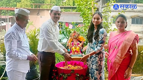 Ganesh Visarjan in Artificial Tank Barskar Family in Pali Continues Six Year Eco Friendly Ganesh Festival Tradition