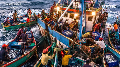 A video allegedly showing small boats surrounding a fishing trawler and looting its catch in the Devgad–Vengurla maritime area has prompted trawler fishermen to seek police action