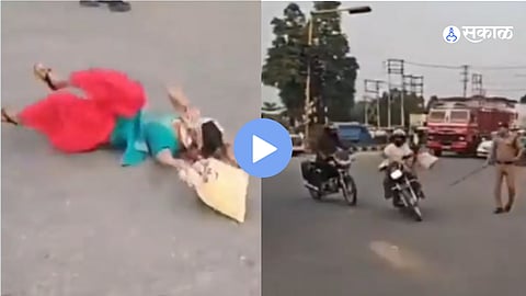 Viral Video Shows Wife Falling From Motorcycle
