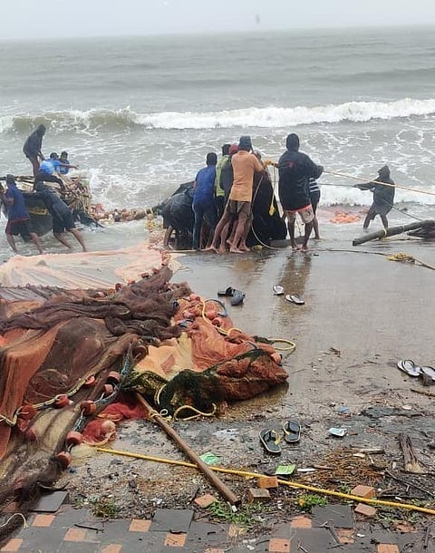 Major damage to boats due to flooding