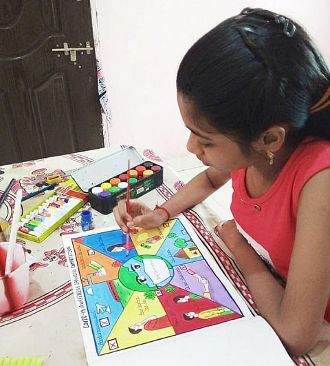 Painting of a little girl from Sindhudurg district