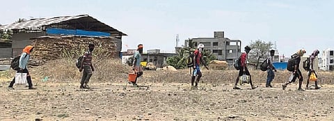 कळंब : कोल्हापूर ते बैतुलदरम्यान प्रवासाला निघालेले मजूर