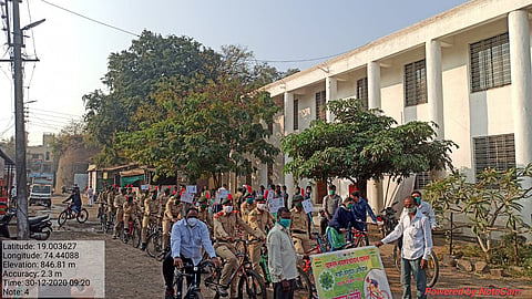 Under Maji Vasundhara Abhiyan Parner Nagar Panchayat has organized a bicycle rally in the city to promote non fuel vehicles.jpg