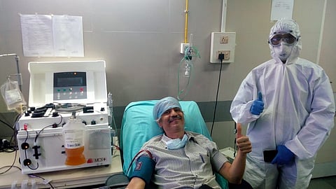 doctor donating plasma