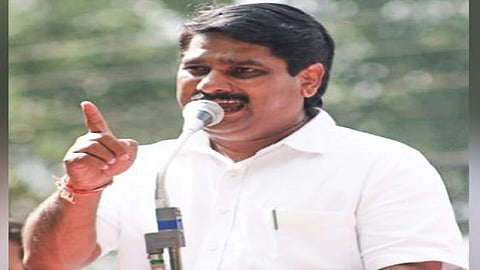 Guardian Minister Satej Patil speaking at a public meeting kolhapur