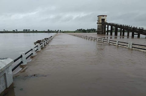 Kudchi bridge under Krishna river under water