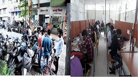 local resident and the competition examination students have a heated argument in Pune