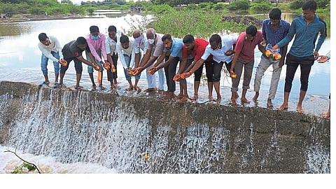 Atpadi's Rebai Lake is housefull from the Tembhu scheme