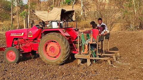Due to increase in diesel prices farmers are plowing the land with tractors.jpg