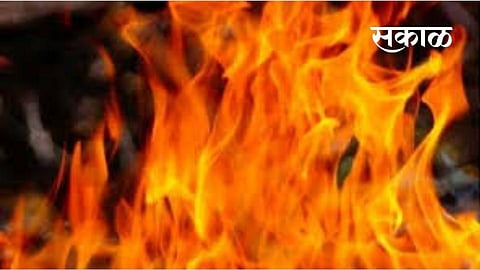 The forest at Savargaon Tal caught fire on Wednesday night