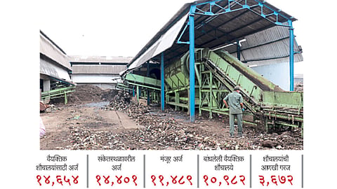 कचरा डेपो, मोशी - यंत्राद्वारे कचऱ्याचे वर्गीकरण करून प्रक्रिया करताना कामगार.