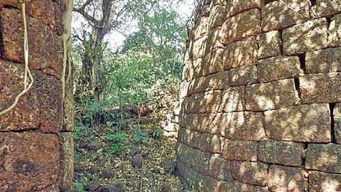 साटवली येथील ऐतिहासिक गढीचे भग्न झालेले प्रवेशद्वार.