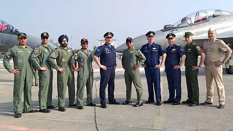 Russian pilots fly Sukhoi during India Russia IndraShakti joint war practice in pune