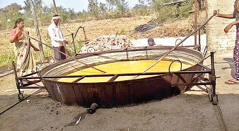 Production of 800 quintals of jaggery from sugarcane