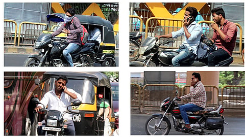 mobile talking on bike