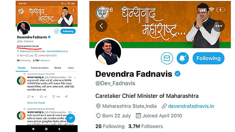 Devendra Fadnavis changes twitter profile description from caretaker CM to Maharashtra Sevak