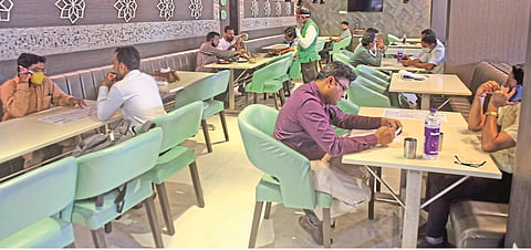 On the first day customers not come to hotels and restaurants
