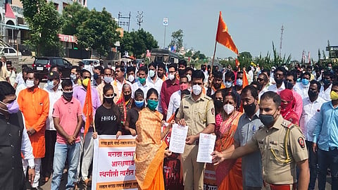 Rasta Roko movement on behalf of Maratha Kranti Morcha at Bhigwan