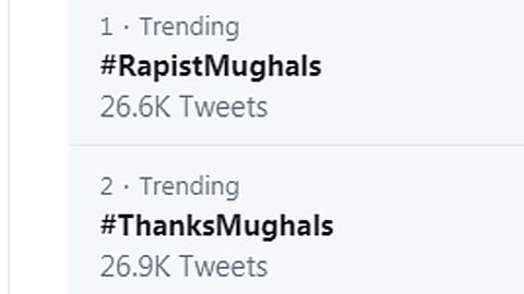 ThanksMughals and RapistMughals hashtag trending twitter