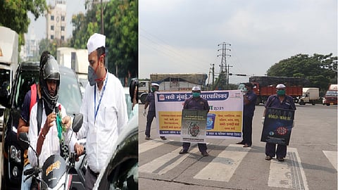 नवी मुंबई महापालिकेची अशीही गांधीगीरी; मास्क न लावणाऱ्यांना कारवाई ऐवजी गुलाबाचे फुल