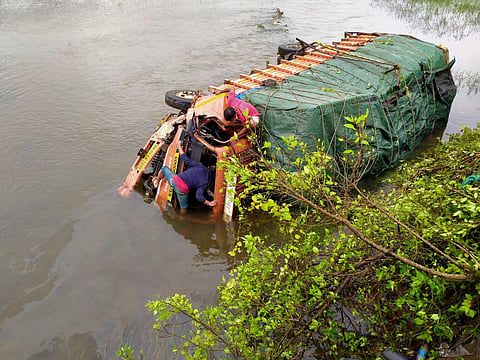 in amboli truck crashed into a river And person missing