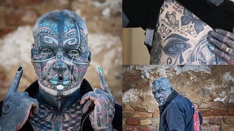 72 year old german man shows 1 body part left he hasnt tattooed after covering 98 percent