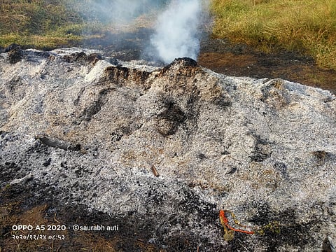 One lakh loss due to fire in soybean in Akole taluka
