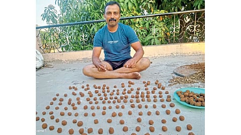लोकडाऊनमध्ये शेतकऱ्याने बनविले एक हजार सिड्सबॉल