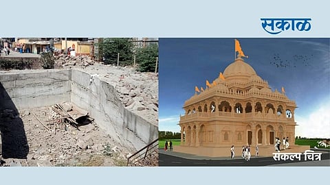 Devotees are being inconvenienced due to delay in construction of old Shanimaruti temple at Shevgaon.jpg