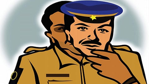 man demanding money from people as police officer