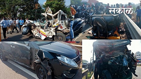5 accidents on Pune-Mumbai Expressway since morning and container blew up the police car