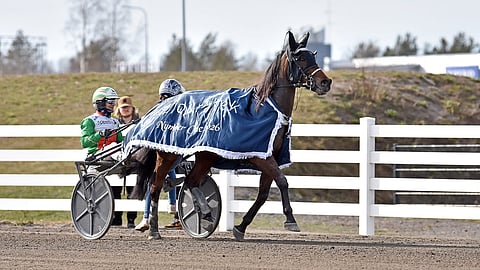 Ville Pohjola ja Time Matchin valmentaja Janita Luttunen saapuvat voittajaesittelyyn Number Onen jälkeen.