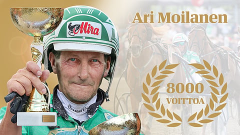 Ari Moilanen saavutti kolmantena suomalaisohjastajana 8000 voittoa.