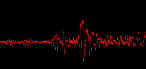 The seismographic record of the April 2015 Nepal earthquake measured at the Davis Hall Observatory in Northern Illinois University, Illinois.