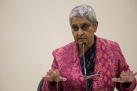 Literary critic Gayatri Chakravorty Spivak, whose patronage of postcolonial and subaltern studies was effective because it was recognisable, and digestible, to the US audience. Photo: Rosa Luxemburg-Stiftung / Flickr